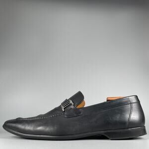 Magnanni Lino Men's Size 10.5 M Black Leather Slip On Buckle Dress Shoe Loafers